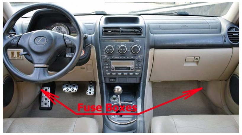 Lexus IS300 Fuse Box Location and Diagrams User Guide (2001 - 2005) fig 1