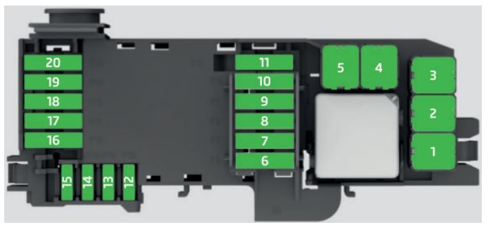 Skoda Rapid Fuse Box Location and Diagrams User Guide (2016 – 2019) fig 7