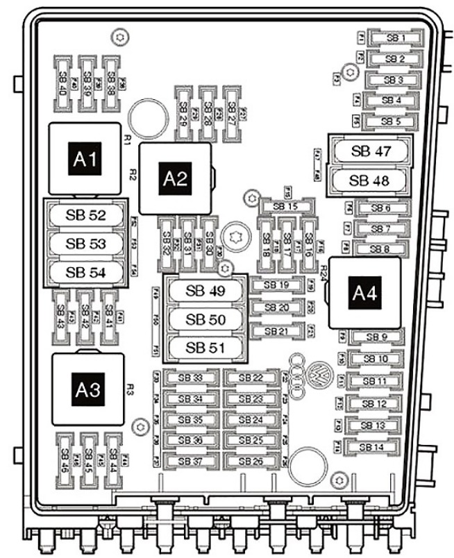 Volkswagen Golf V Fuse Box Diagrams and Location Guide (2004 - 2009) Fig 7