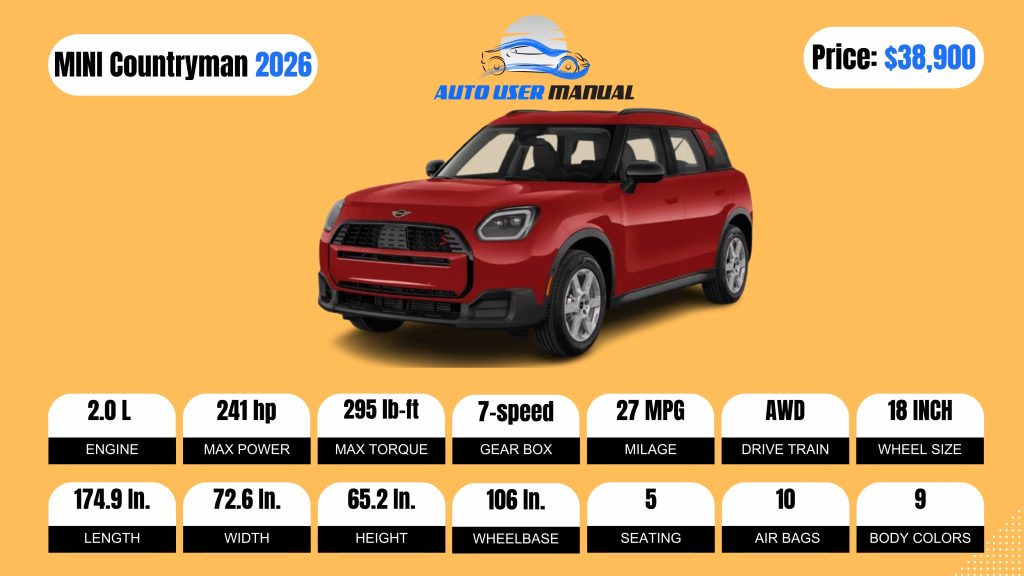 MINI Countryman 2026 Specs