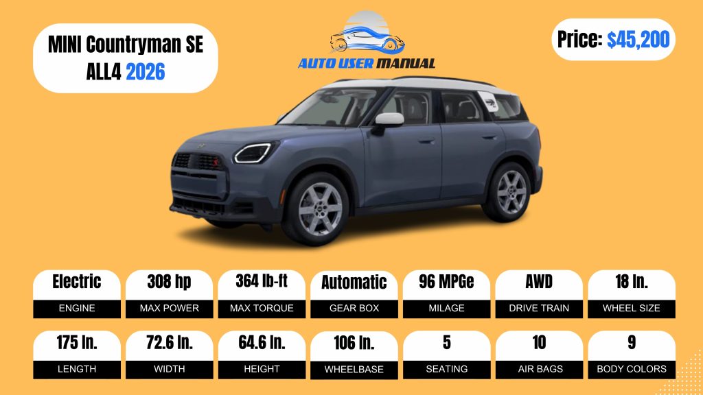 MINI Countryman SE ALL4 2026 Specs