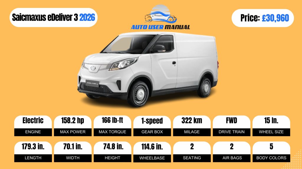 Saicmaxus eDeliver 3 Specs 2026