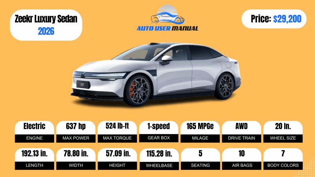 Zeekr Luxury Sedan 2026 Specs