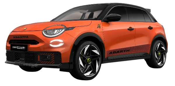 New Abarth 600e 2026 Shock Orange Black roof