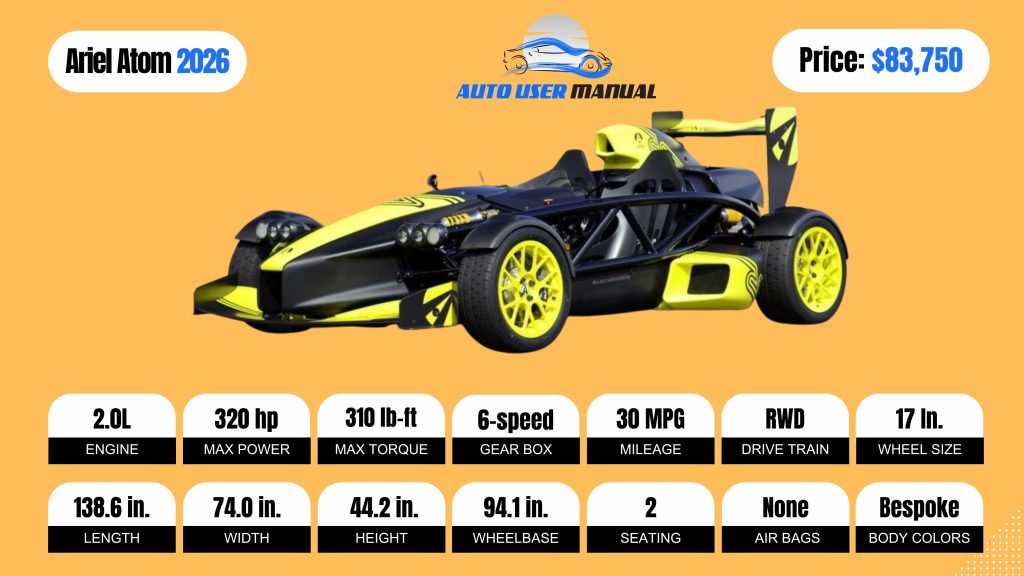Ariel Atom 2026 Specs