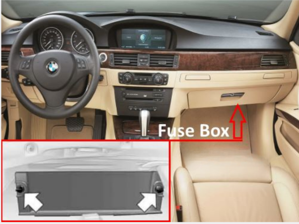 BMW 3-Series E90 to E93 (2005 - 2011) fuse box location 2005 to 2011