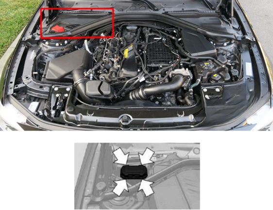 BMW 3-Series F30, F31, F34 (2012 - 2018) Engine Compartment location