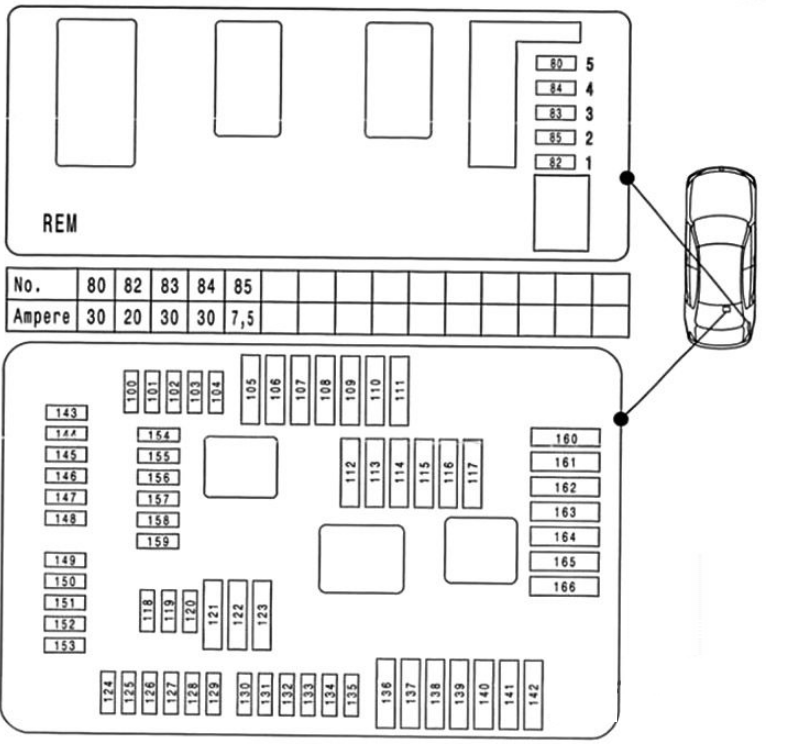 BMW 3-Series F30, F31, F34 (2012 - 2018) luggage Compartment diagram