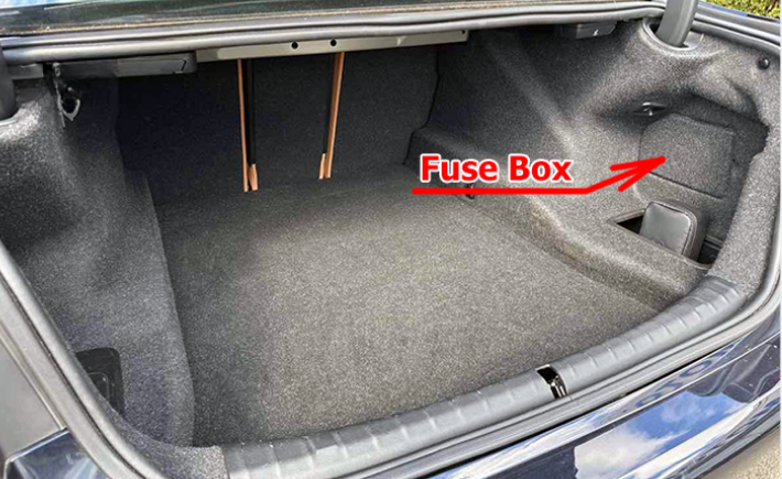 BMW 5-Series G30, G31, G38 (2017 - 2023) luggage compartment fuse box location