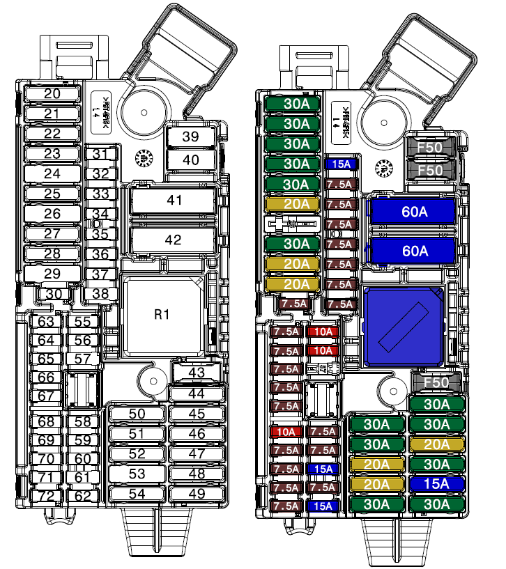 BMW 5-Series G60, G61 PASSENGER passenger side diagram,