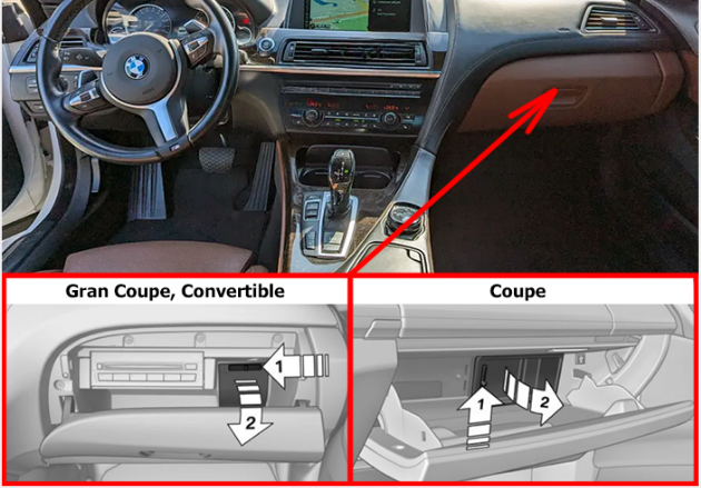 BMW 6-Series F06, F12, F13 (2011 - 2018) passenger Fuse Box Location