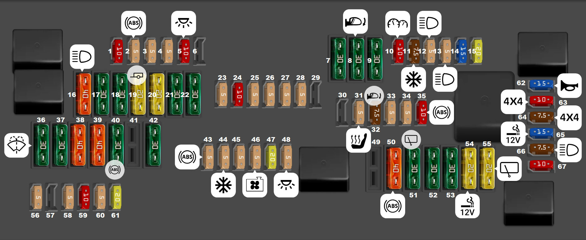 BMW 7-Series F01 - F04 (2009 - 2015) passenger compartment diagram