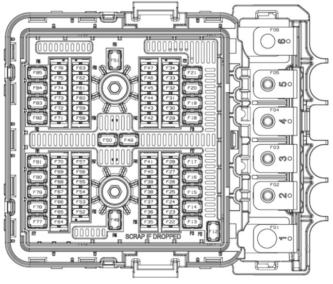 Dodge Charger 2024-2025 Engine Compartment Fuse Box Diagram