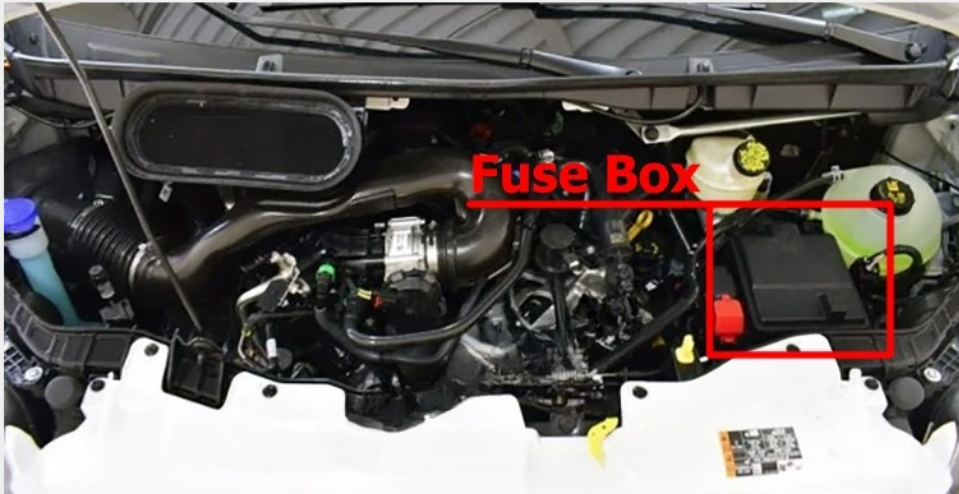 Ford Transit (2019 - 2026) engine compartment location....