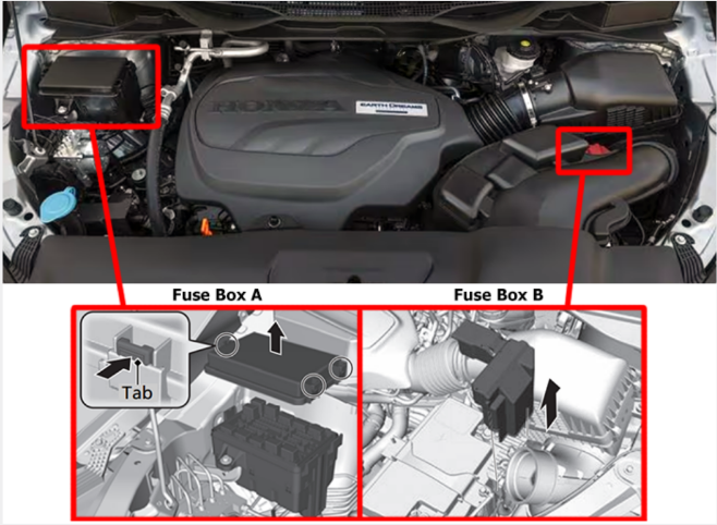 Honda Odyssey Engine Compartment Fuse Boxes Location