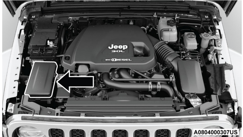 Jeep Wrangle 2023-2024 Power Distribution Center Location – Diesel Engine