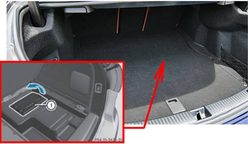 Mercedes-Benz C-Class 2019-2021 Luggage Compartment Fuse Box Location