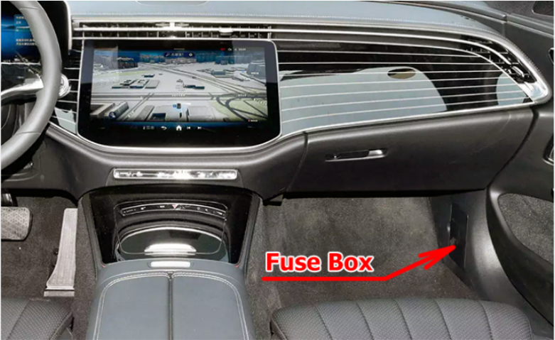 Mercedes-Benz E-Class 2024-2026 Passenger’s Side Fuse Box Location