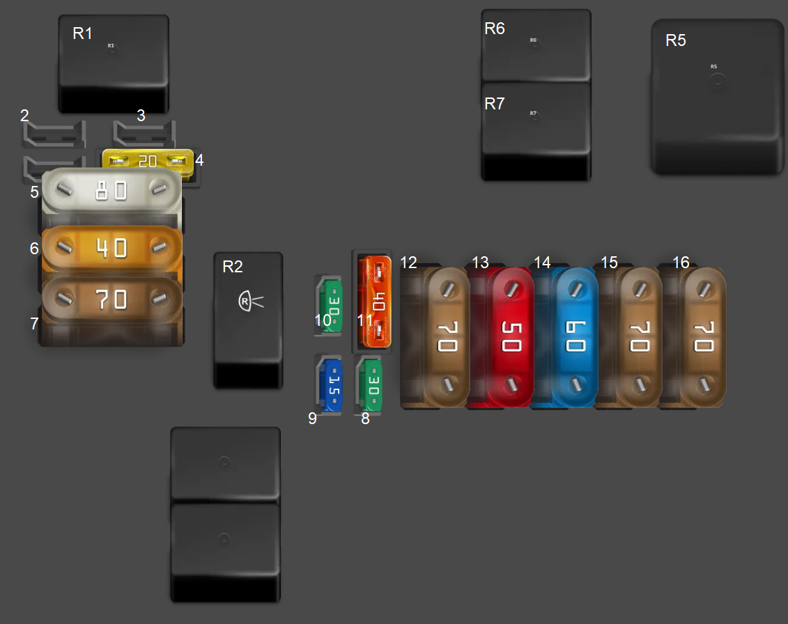 Renault Megane (2020 – 2024) Bottom Section Fuse Box Diagram