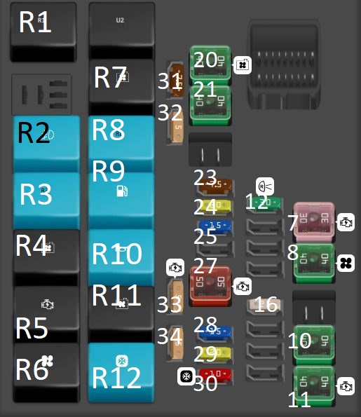 Suzuki Swift 2024-2025 Engine Compartment Fuse Box Diagram