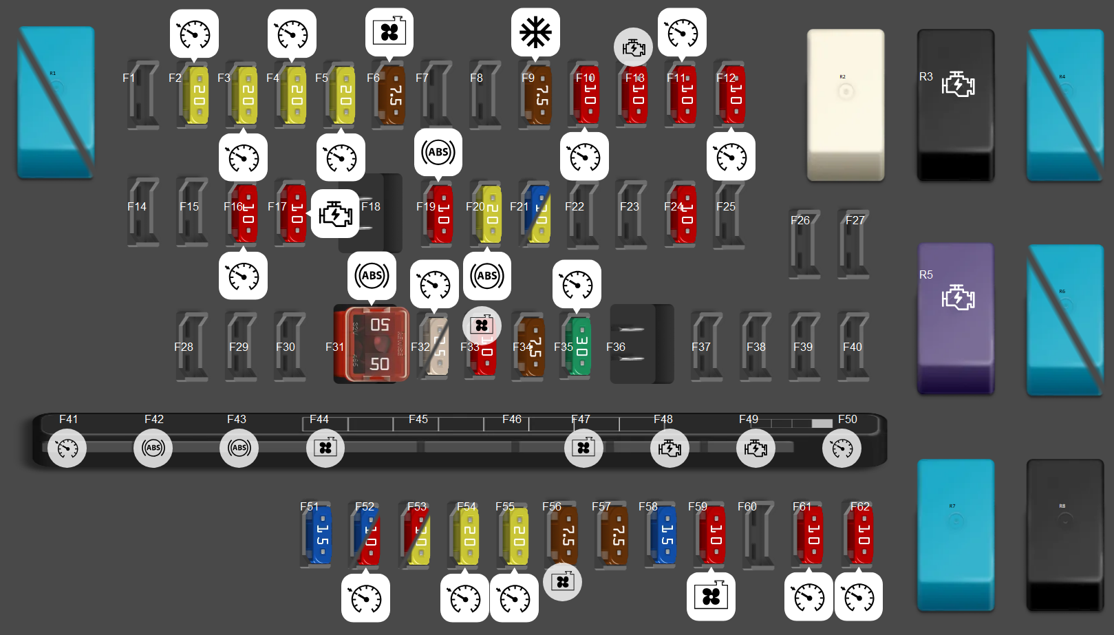 Toyota Land Cruiser Engine Compartment Fuse Box Diagram Type B