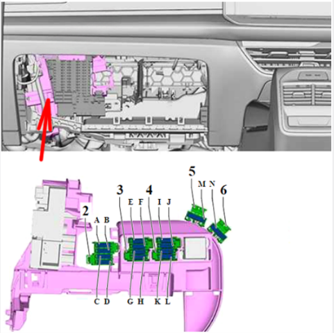 Volkswagen Passat (2024 - 2025) Passenger Compartment Fuse Box Diagram Right-hand drive vehicle