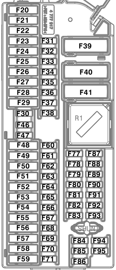 BMW 8-Series G14 - G16 (2019 – 2026) Passenger Compartment Fuse Box Diagram Passenger Side