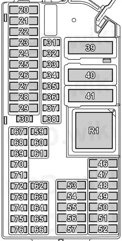 BMW X1 U11 (2023 - 2025) Fuse Box Diagram Passenger Side