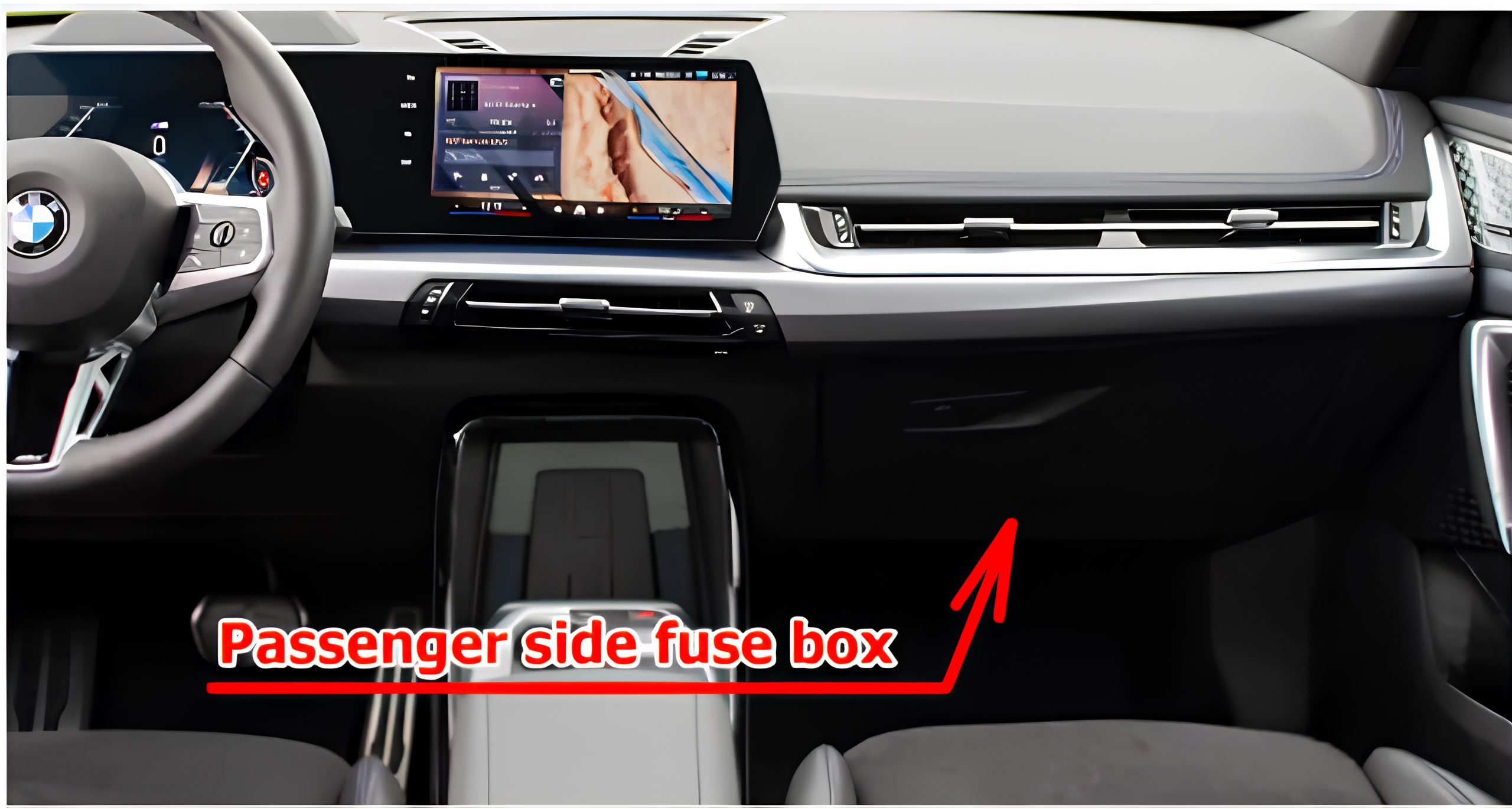 BMW X1 U11 (2023 - 2025) Fuse Box Location Passenger Side
