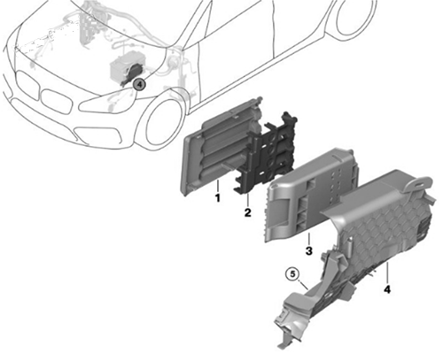 BMW X2 F39 (2018 - 2023) Engine Compartment Fuse Box Location