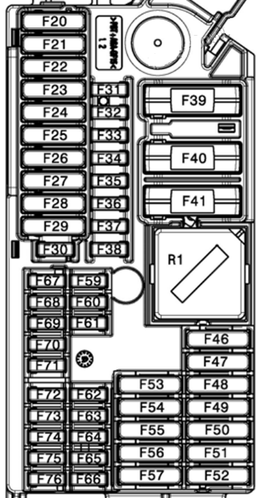 BMW X4 G02 (2019 - 2026) Passenger Compartment Fuse Box Diagram Passenger Side