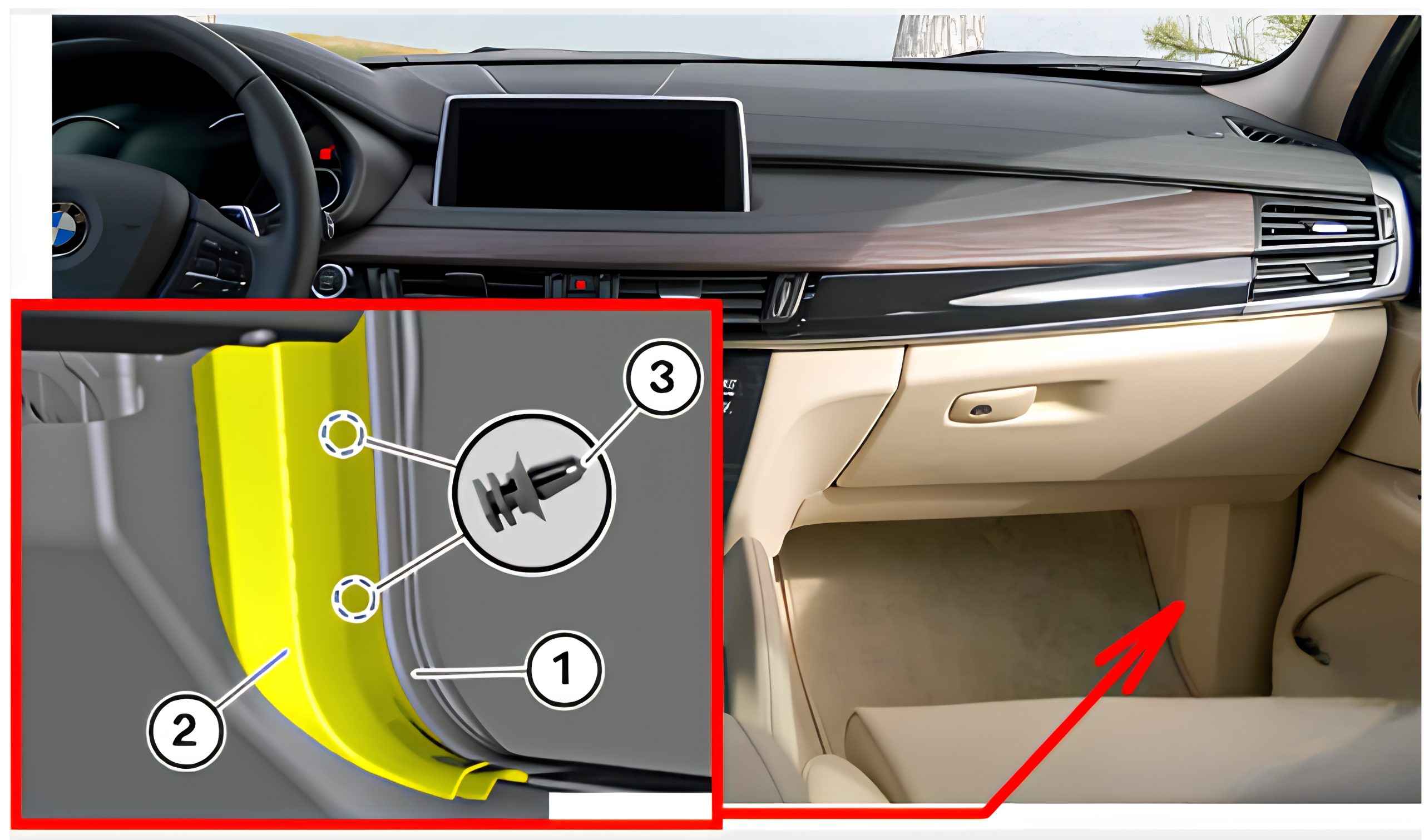 BMW X6 F16, F86 (2014 - 2019) Passenger Compartment Fuse Box Location BDC