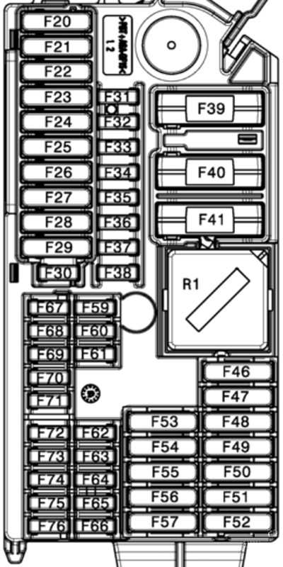 BMW X6 G06, F96 (2020 - 2024) Passenger Compartment Fuse Box Diagram Passenger Side