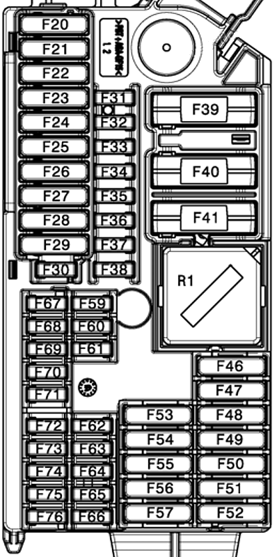 BMW X7 (2019 - 2022) Passenger Compartment Fuse Box Diagram