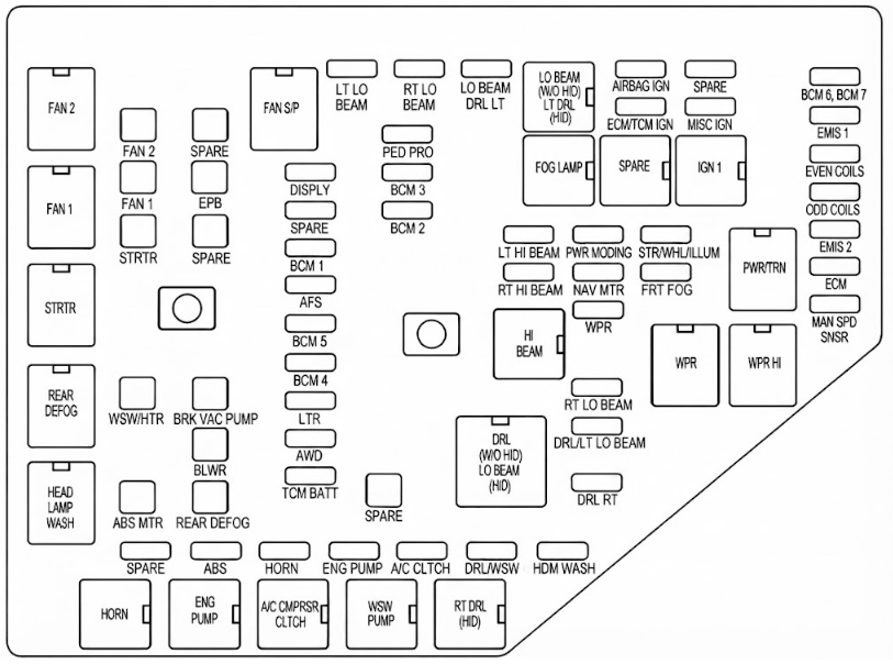 Cadillac CTS 2009 engine compartment diagram