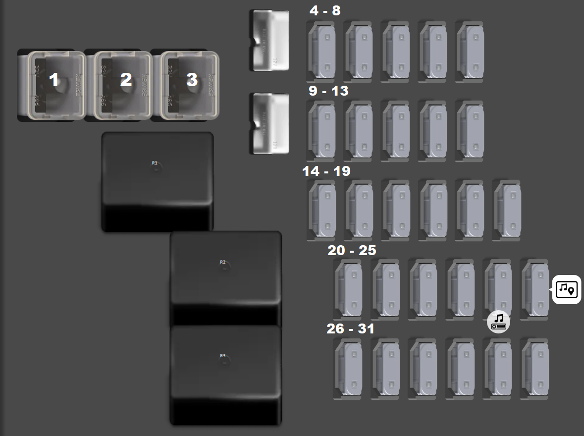 Cadillac CTS 2014-2017 passenger compartment diagram
