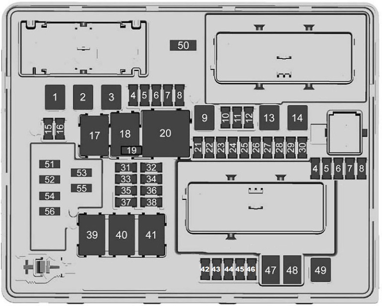 Cadillac CTS 2014- 2019 luggage compartment diagram