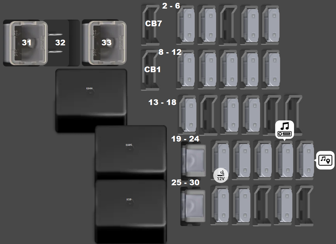 Cadillac CTS 20180-2019 passenger compartment diagram