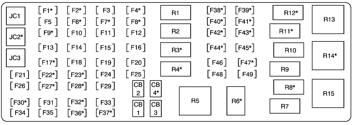 Cadillac DTS 2005 - 2007[PASSENXGER compartment DIAGRAM