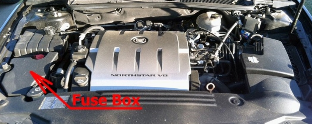 Cadillac DTS 2005 - 2011 engie compartment location