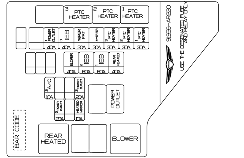 Engine Compartment Fuse Box #2 Diagram