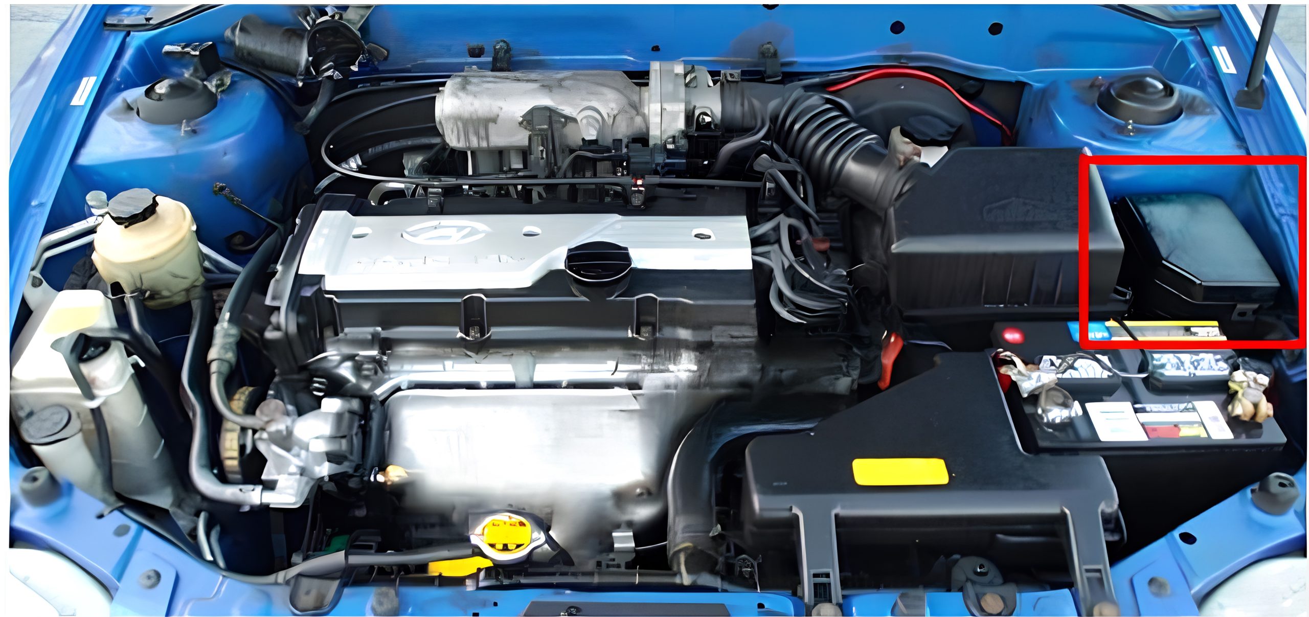 Hyundai Accent (1994 - 1999) Engine Compartment Fuse Box Location