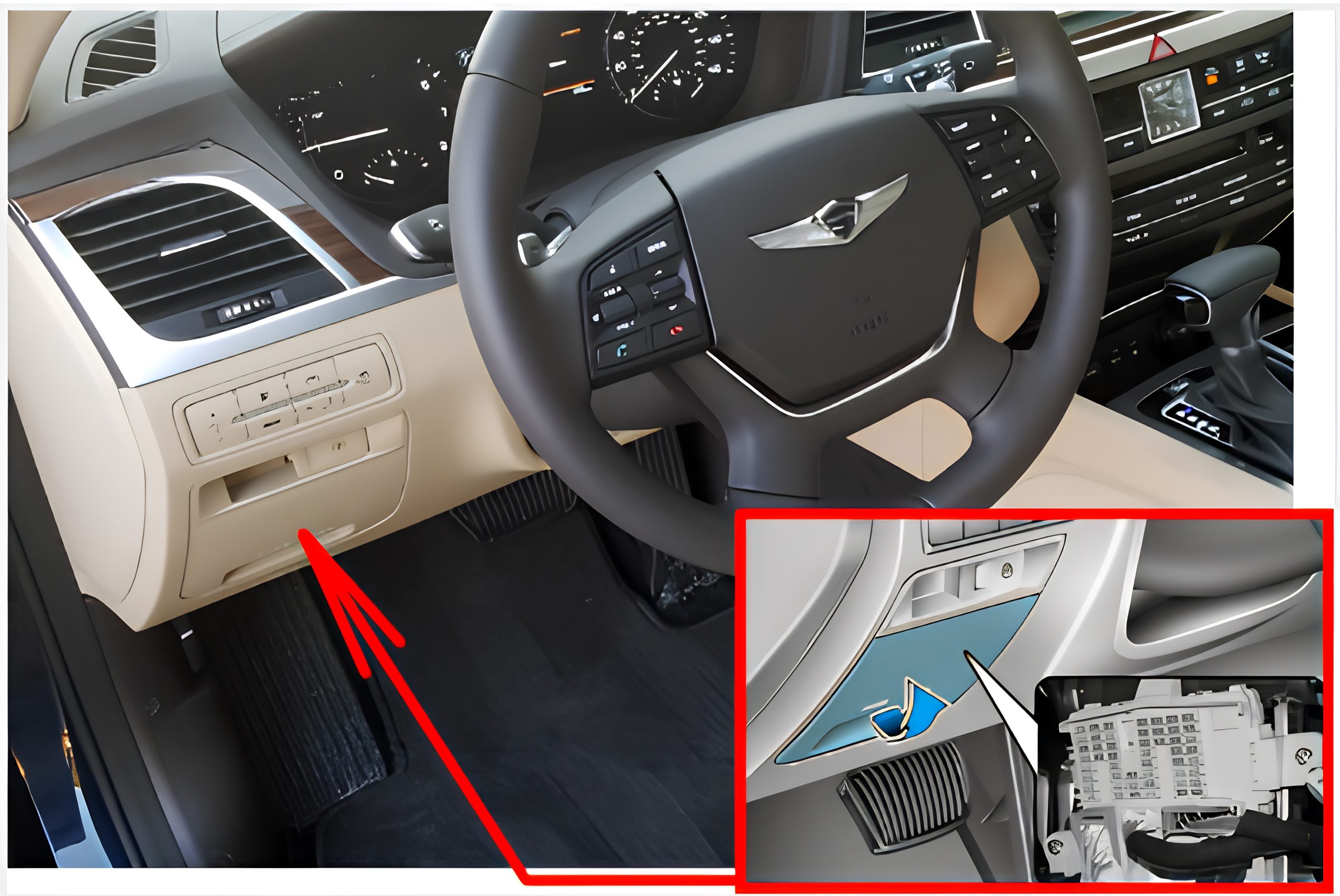 Genesis G80 (2017 - 2020) Passenger Compartment Fuse Box Location