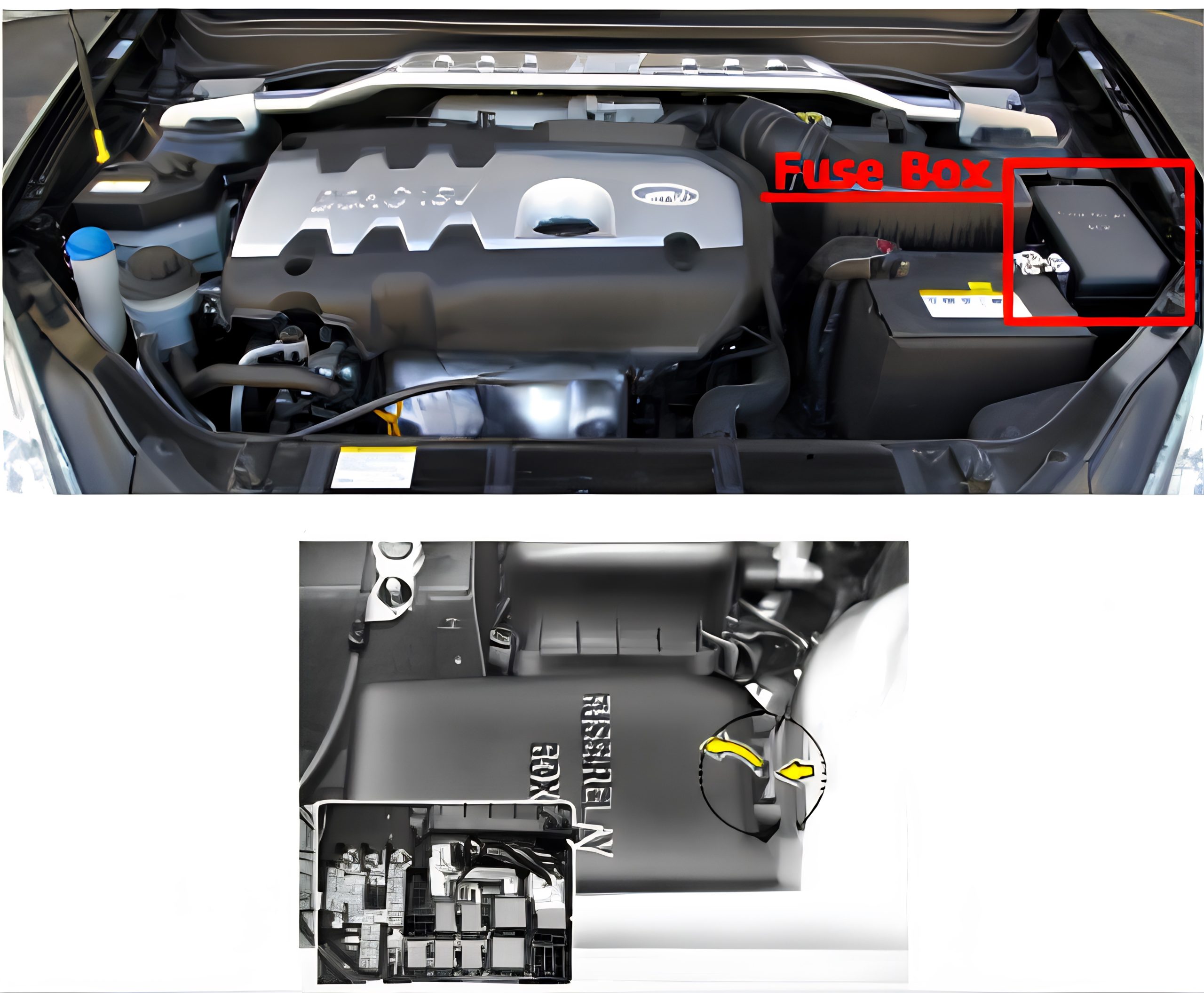 Hyundai Accent (2006- 2011) Engine Compartment Fuse Box Location