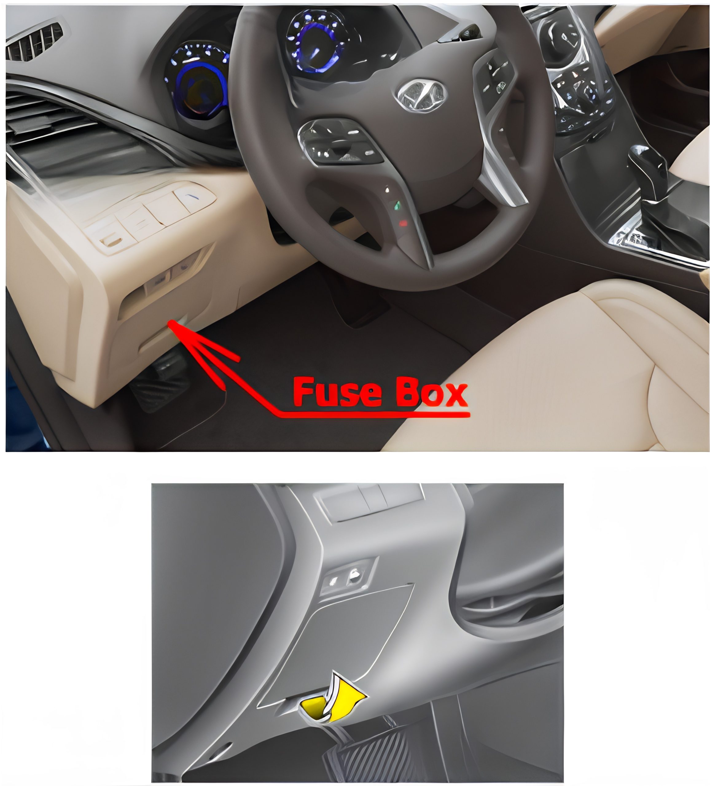 Hyundai Azera HG (2011 - 2016) Passenger Compartment Fuse Box Location