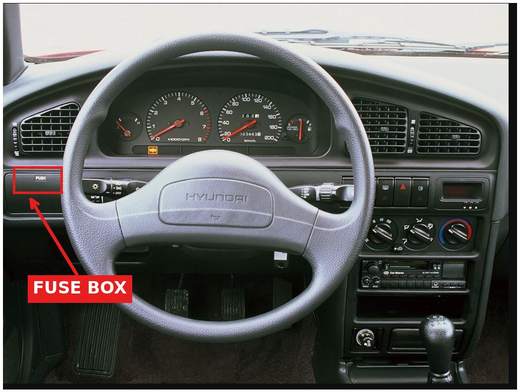Hyundai Elantra (1990 - 1995) ENGINE COMPARTMENT LOCATION IMAGE