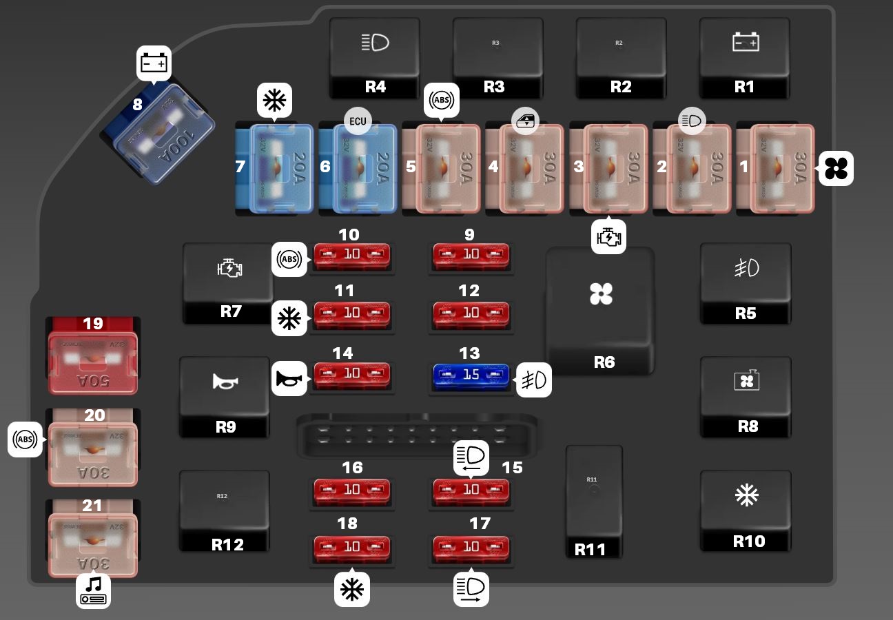 Hyundai Elantra 1996–2000 engine COMPARTMENT diagram