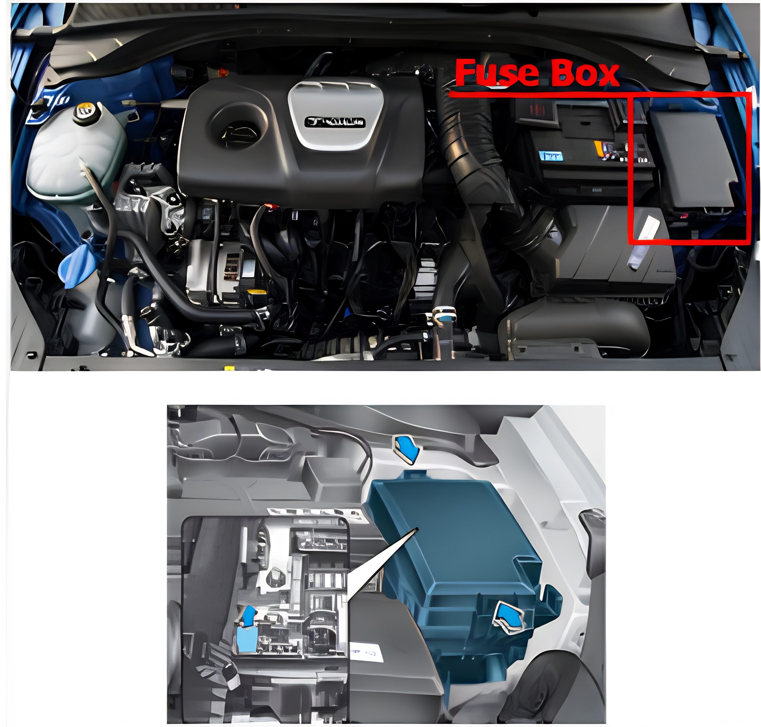 Hyundai Elantra GT (2018–2020) Engine Compartment Fuse Box Location