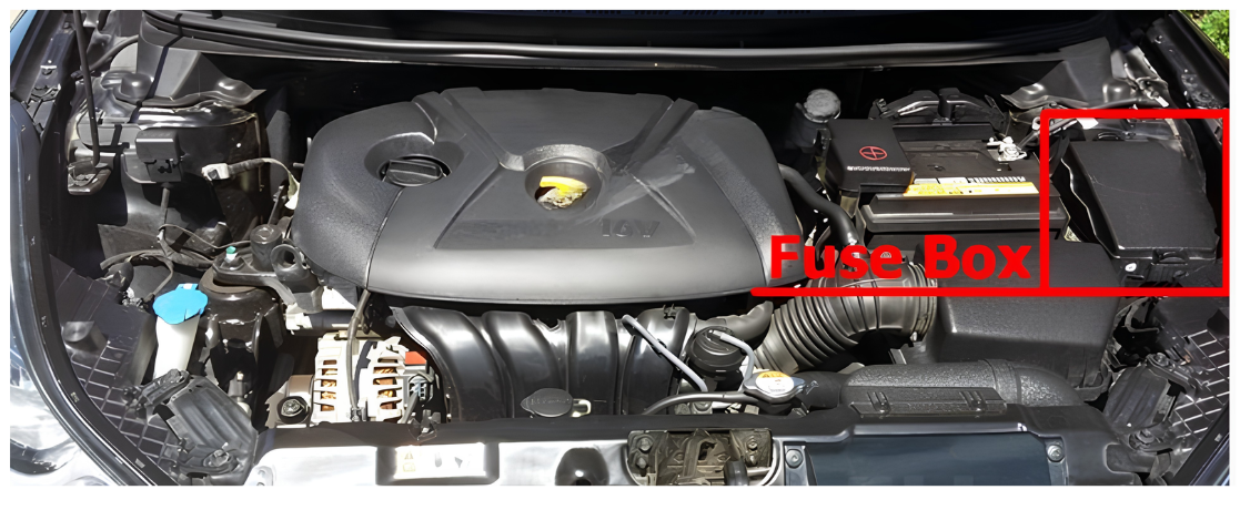 Hyundai Elantra MD, UD (2011 - 2015) engine compartment fuse box