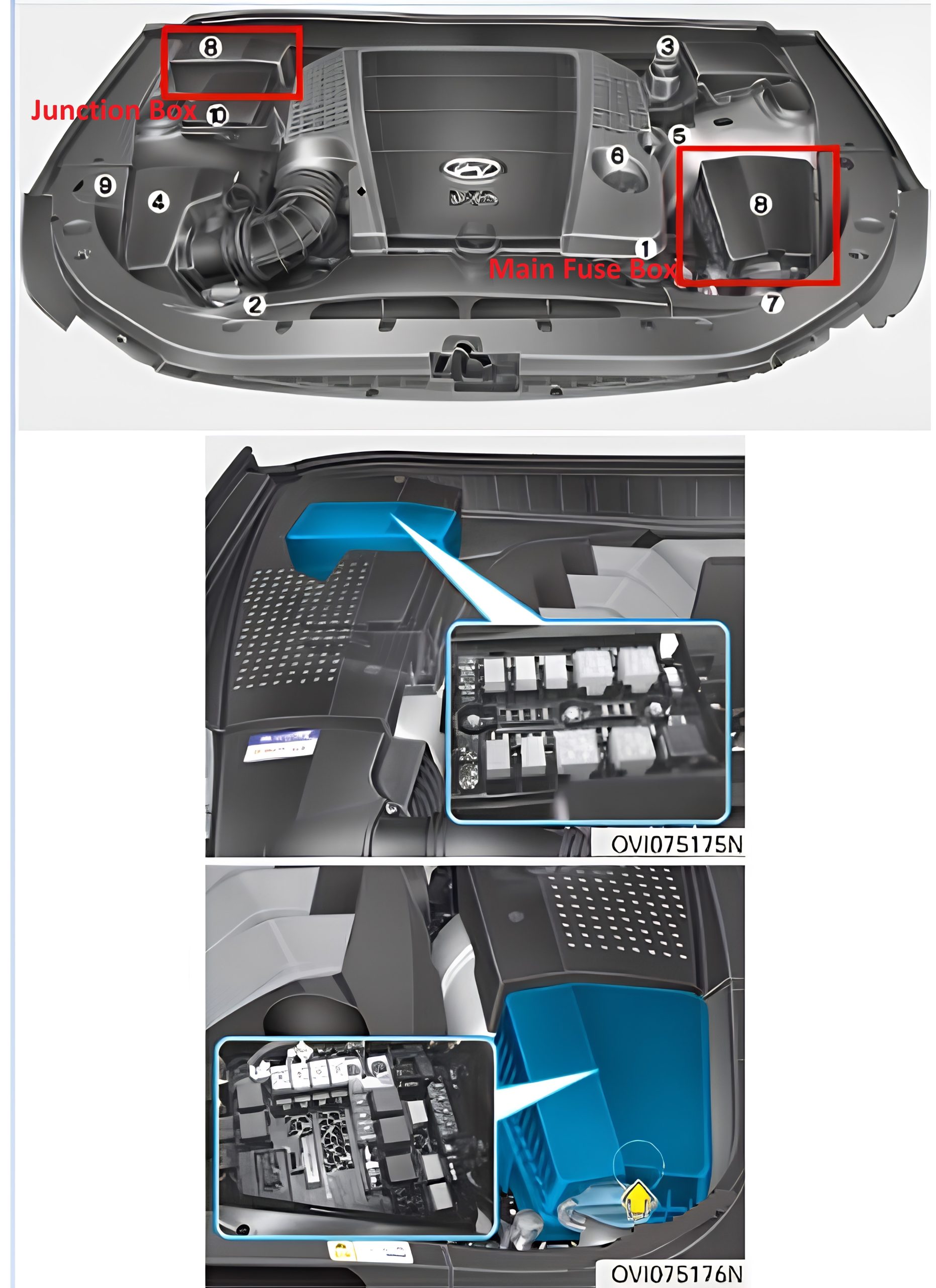 Hyundai Equus (2010 - 2016) Engine Compartment Fuse Box Location fIG